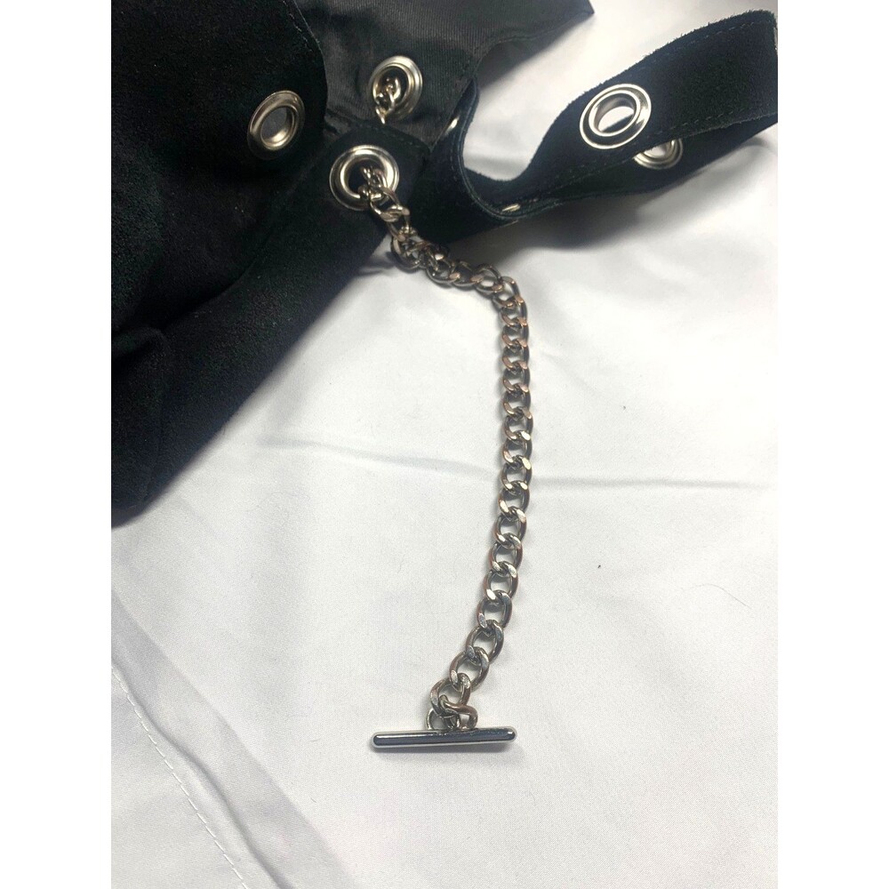 Brandy Melville Crossbody Handbag Black Suede Adjustable Chain w/ Grommet Strap - Picture 11 of 12
